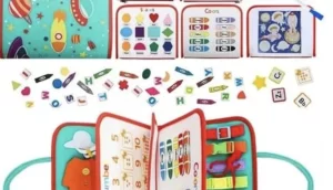 Maleta Caderno Educativo Infantil Sensorial Montessori Atividades Criativas Coordenação Mala Figuras Cores Numeros Imagens