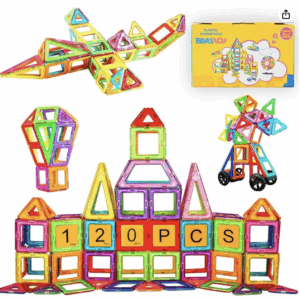 Blocos de Montar Magnéticos 120 Peças Brinquedo STEM Educativo infantil